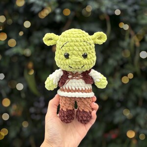 Low-Sew 4in1 Bundle PDF CROCHET PATTERN Green Ogre and Friends | crochet cat, donkey, puss | easy amigurumi baby toy image 2