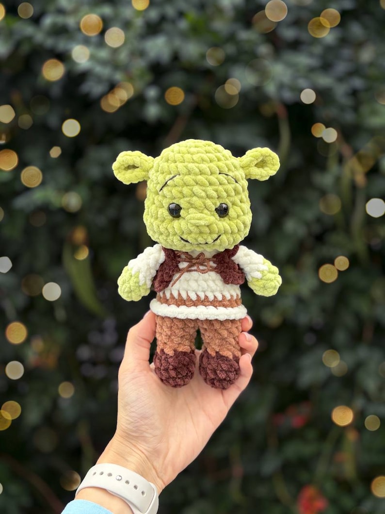 Low-Sew 4in1 Bundle PDF CROCHET PATTERN Green Ogre and Friends | crochet cat, donkey, puss | easy amigurumi baby toy image 2
