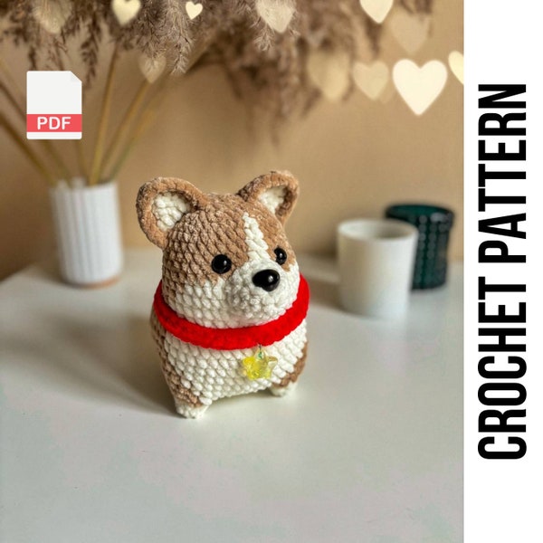 Low-Sew Crochet Pattern Corgi Mr. Donut Dog | Amigurumi Puppy | Amigurumi Dog pattern | Crochet corgi Crochet dog| Crochet Puppy