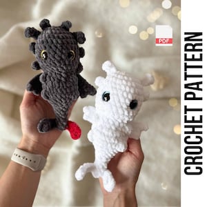 Low-Sew PDF CROCHET PATTERN Night Dragon & Light Dragon, easy amigurumi baby toy, crochet dragon