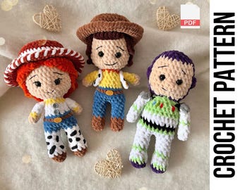 3in1 Low-Sew PDF häkeln Roboter, Sheriff und Cowgirl Spielzeug / Amigurumi-Puppenanleitung / Spielzeug-Amigurumi-Anleitung