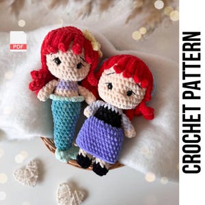 Low-Sew 3in1 PDF Häkelanleitung Puppe Memaid und Fisch / Prinzessinnen Häkelanleitung / Amigurumi-Puppenanleitung