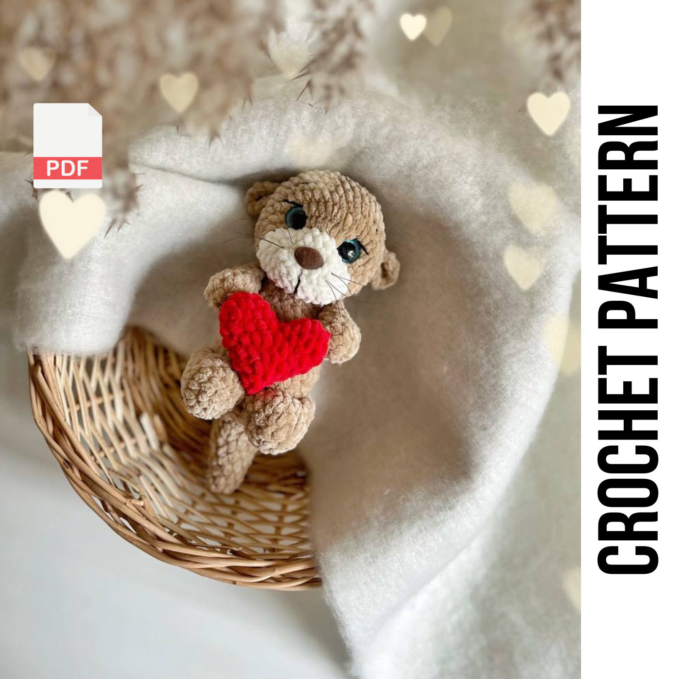 Low-sew Valentine Otter Danny Crochet Pattern, Valentines Day