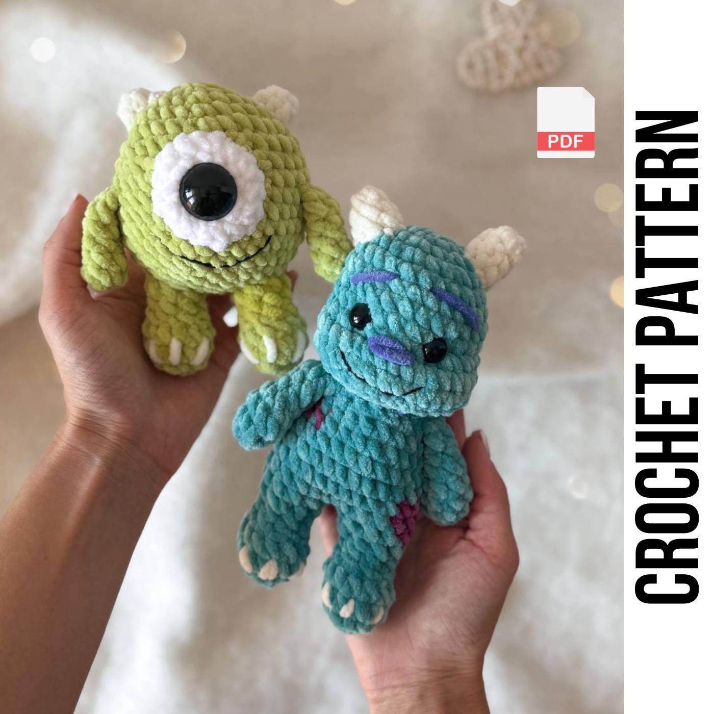 Low-sew 2in1 PDF CROCHET PATTERN Monsters | Easy Amigurumi Toy