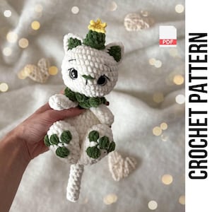 Luna the Cat Snuggler PDF Crochet Pattern | Christmas Cute Amigurumi Plushie