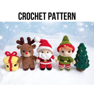 5in1 Low-Sew PDF CHRISTMAS CROCHET Pattern Santa and Team, Elf, Christmas Tree, Deer Rudolf Crochet Pattern, Christmas Bundle