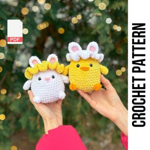 Low-Sew Crochet Pattern Easter Bunny and Chick | Amigurumi Chick | Amigurumi Bunny pattern | Crochet rabbit Crochet duck| Crochet Chicken