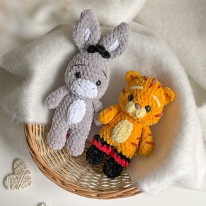 Low-Sew 4in1 Bundle PDF CROCHET PATTERN Green Ogre and Friends | crochet cat, donkey, puss | easy amigurumi baby toy image 8