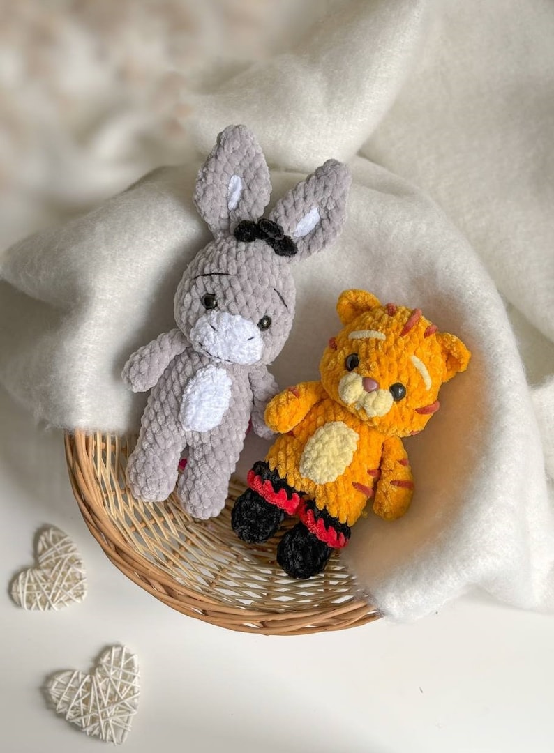Low-Sew 4in1 Bundle PDF CROCHET PATTERN Green Ogre and Friends | crochet cat, donkey, puss | easy amigurumi baby toy image 8