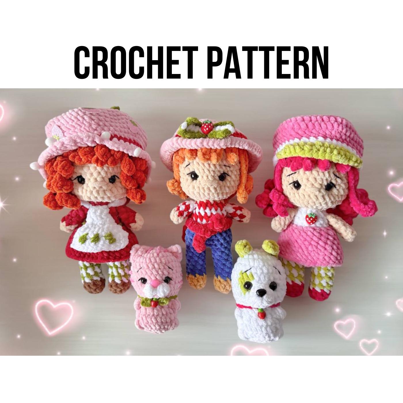 8in1 PDF Crochet Strawberry Doll Pattern / amigurumi doll pattern / princess amigurumi pattern / cat crochet pattern