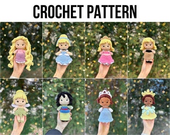 10in1 Bundle PDF Crochet doll pattern Tinker Bell, Rapunzel, Aurora, Cinderella, Tiana, Mulan