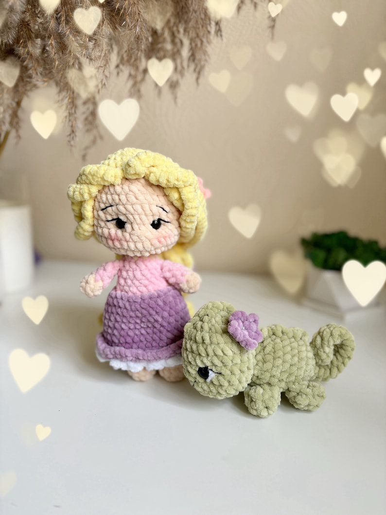 2in1 PDF Crochet doll pattern Rapunzel and Pascal/ Princess Crochet pattern / amigurumi doll pattern / princess amigurumi pattern image 9