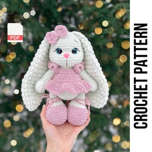 Crochet Valentine’s Day Pattern Bunny Katie, Crochet Bunny, Amigurumi Bunny, Stuffed Bunny plush pattern amigurumi animals