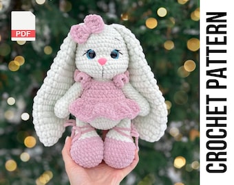 Crochet Valentine’s Day Pattern Bunny Katie, Crochet Bunny, Amigurumi Bunny, Stuffed Bunny plush pattern amigurumi animals