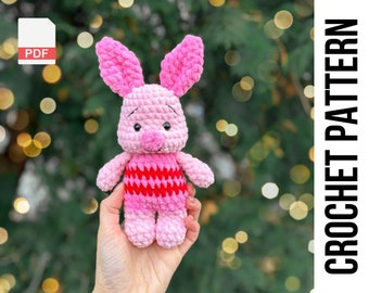 Low-Sew PDF Winnie Pooh Piglet Crochet Pattern / Amigurumi crochet pattern / easy amigurumi baby toy / Eeyore, Roo, Tigger