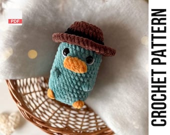 Low-Sew PDF CROCHET PATTERN The Platypus, easy amigurumi baby toy, cute crochet animal