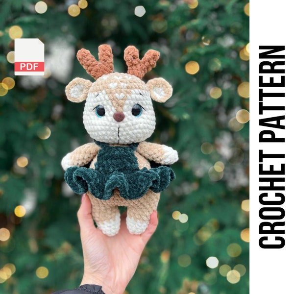 Crochet Pattern Deer Giselle, Amigurumi Deer, Amigurumi Fawn, Crochet Fawn Pattern, Carochet Reindeer Pattern