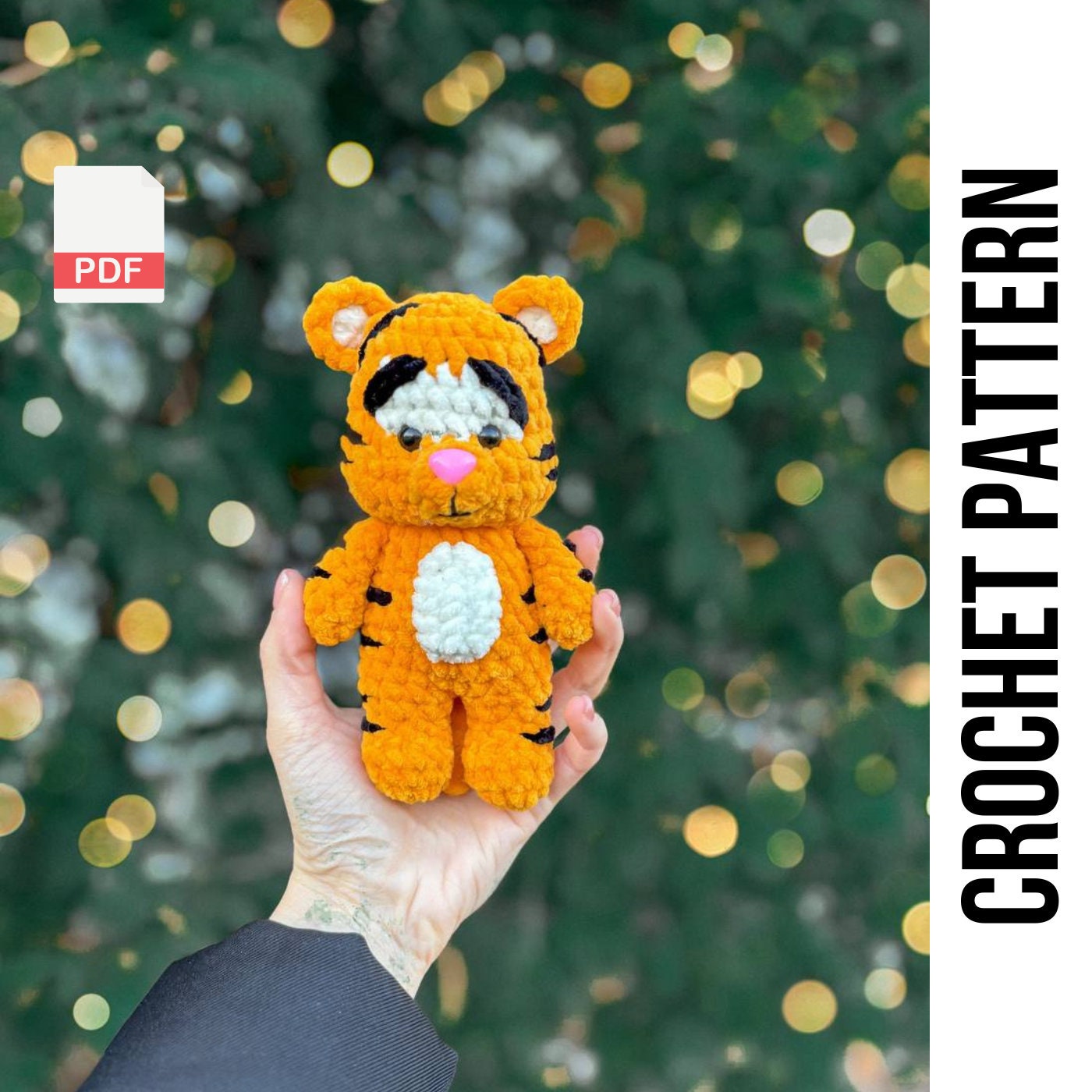 PDF de costura baja Winnie Pooh Tigger Crochet Pattern / Patrón de crochet Amigurumi / juguete para bebé amigurumi fácil / Eeyore, Roo, Piglet