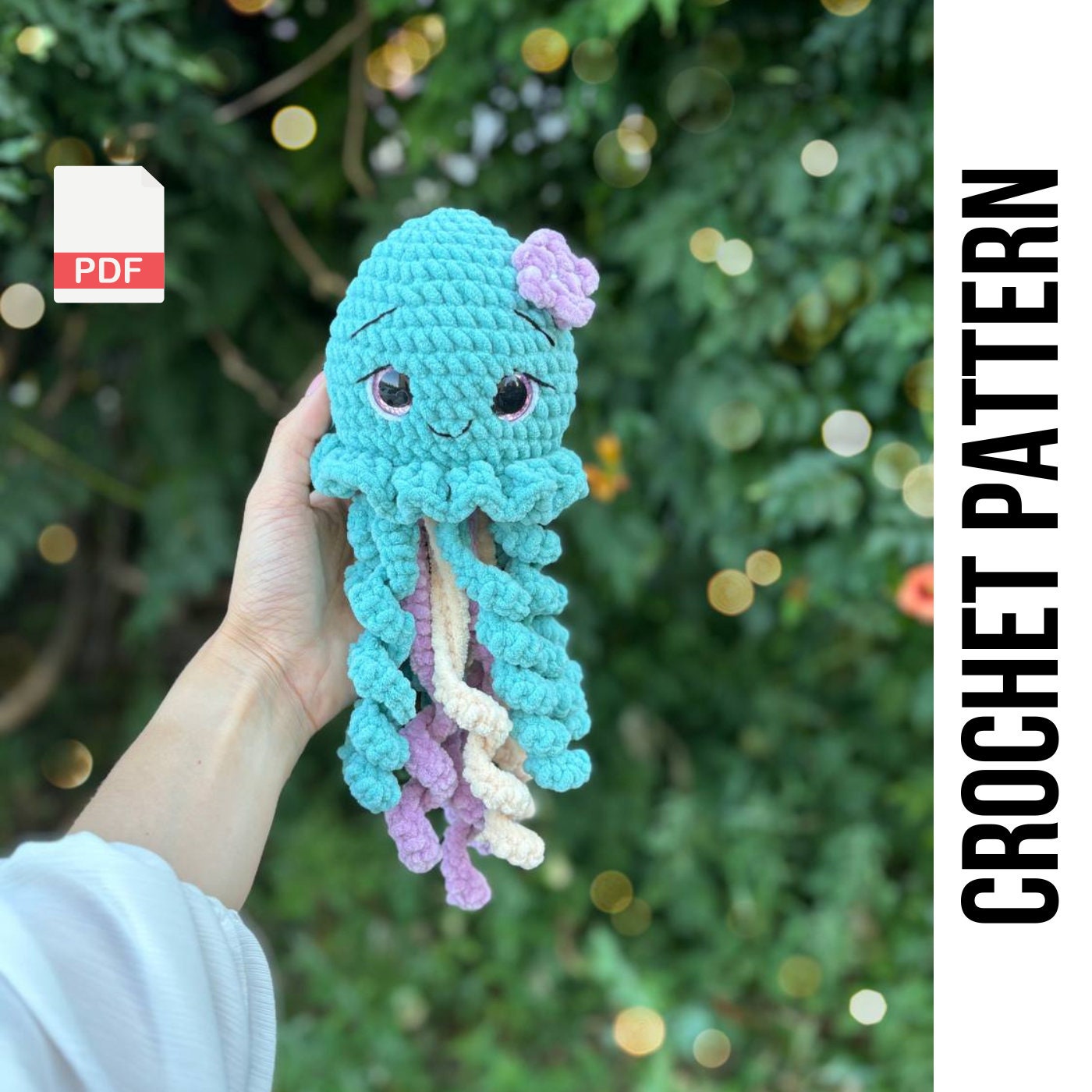 No-Sew PDF CROCHET PATTERN Jellyfish Suzie | Amigurumi tutorial Octopus/ Crochet Cute Animal / Crochet Animal Gift