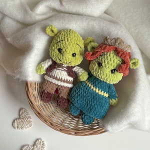 Low-Sew 4in1 Bundle PDF CROCHET PATTERN Green Ogre and Friends | crochet cat, donkey, puss | easy amigurumi baby toy image 7