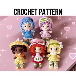 6in1 PDF Crochet Strawberry Doll Pattern / blueberry, lemon, orange amigurumi doll pattern/ princess amigurumi pattern / cat crochet pattern