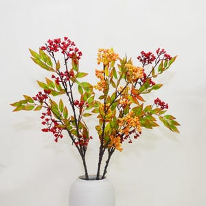 Kunstmatige Nandina Domestica, Faux Hemelse Bamboetak met Bladeren, Herfstbes, Woondecoratie, Bruiloftsarrangement, Eetkamerplant