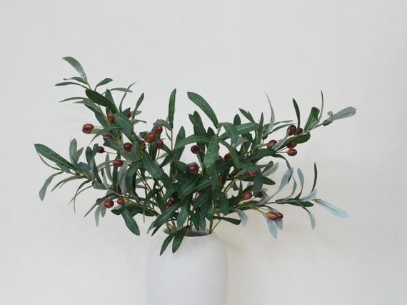 Olive Leaves Branch with Fruits, Fake Berry Sprig Craft, Artificial Flowers, Home Floral Decor, Garland Bouquet Fillers, Wedding Party Plant