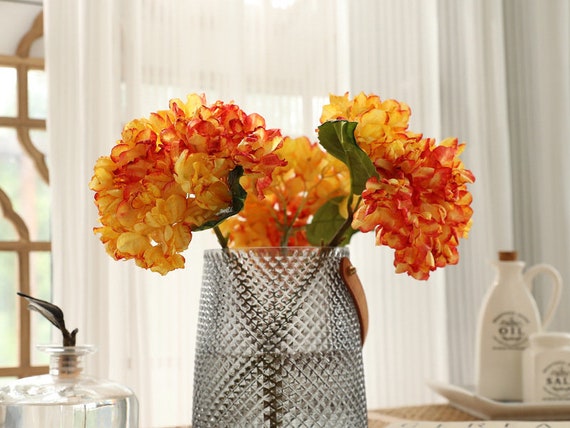 2 Ortensie Artificiali Con Stelo, Fiori Finti In Stoffa, Decorazione Casa Viola E Grigio, 43 Cm, Per Soggiorno E Ufficio