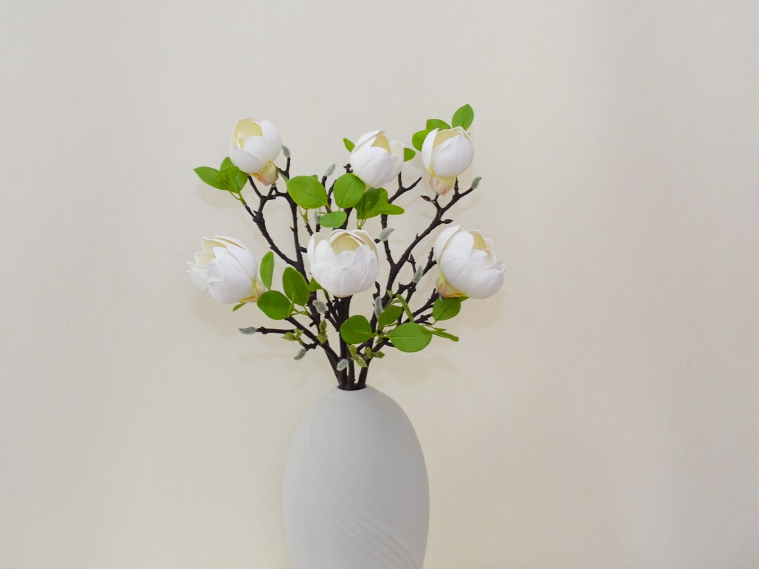 Fall Stems Magnolia Stem With Leaves, Lifelike Magnolia, Artificial Flower Craft ...