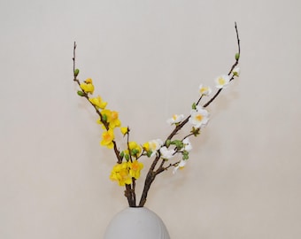 人工梅の花、春の梅の茎、造花、ホームフラワーデコレーション