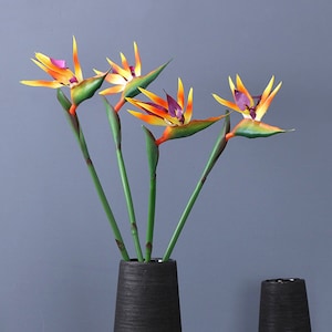 Artificial Bird of Paradise with Long Stem, Fake Flower Craft, Bridal Bouquet Filler, Living Room Floral Decor, Wedding Party Arrangement