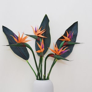 Artificial Bird of Paradise with Long Stem, Bridal Bouquet Filler, Living Room Floral Decor, Wedding Party Arrangement, Fake Flower Craft