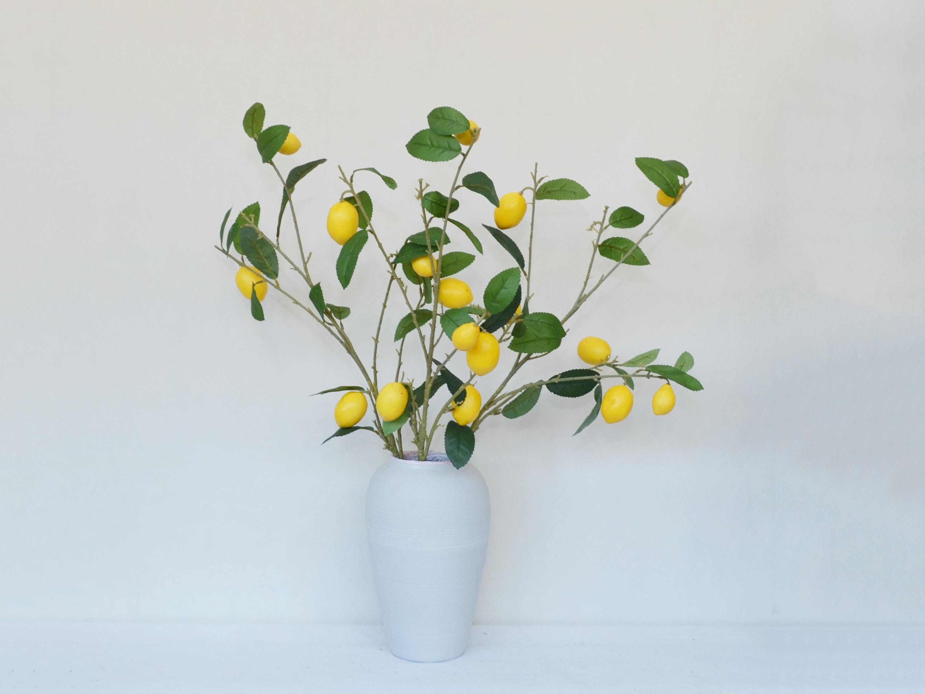 Guirlande De Citrons Artificiels Naturels – 2m De Branches De Citronnier Faux Pour Décoration Maison, Mariage, Cuisine Méditerranéenne – Aspect Réaliste Et Frais