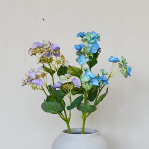 Tallos de hortensias artificiales con hojas, hortensias de seda, ramos de hortensias, arreglos florales, hortensias en flor, arreglos para bodas
