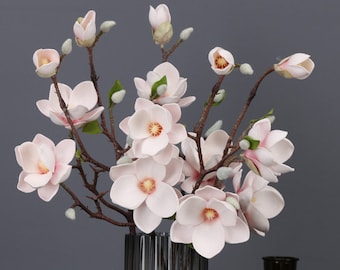 Artificial Magnolia Stems with buds, Chinese Home Floral Decor, Table Flower Centerpiece, Bridal Bouquet Fillers, Wedding Bloom Arrangement