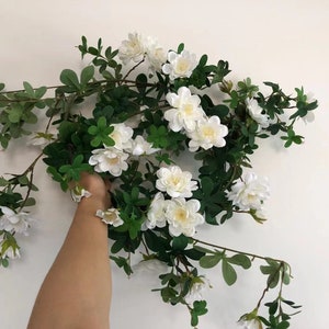 Artificial Azalea Flower Vine, Trailing Rhododendron with Leaf, Wedding Floral Decor, for Arch Wreath, Front Door Arrangement, Table Runner