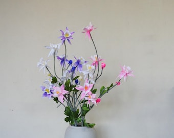 Artificial Clematis Stem with Foliage, Realistic Clematis Flowers, Faux Garden Flowers, Fake Clematis Vine, Home Decor, Wedding Arrangements