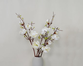 Artificial Magnolia, Magnolia Stem with Leaves, Fake Flower Craft, Home Floral Decor, Wedding Party Flower Arrangement, Table Centerpiece