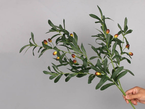 Olive Leaves Branch with Fruits, Fake Berry Sprig Craft, Artificial Flowers, Home Floral Decor, Garland Bouquet Fillers, Wedding Party Plant