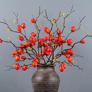Gefälschte Kirschtomatenzweig, Lycopersicon Esculentum, rustikales Obsthandwerk, künstliche Blume, Hochzeit zu Hause Blumendekor, Tischdekoration Geschenk