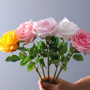 Real Touch Rose Stem, Realistic Rose Spray, Artificial Flower Craft, Home Floral Decor, Wedding Arrangement, Table Centerpiece, for Bouquet