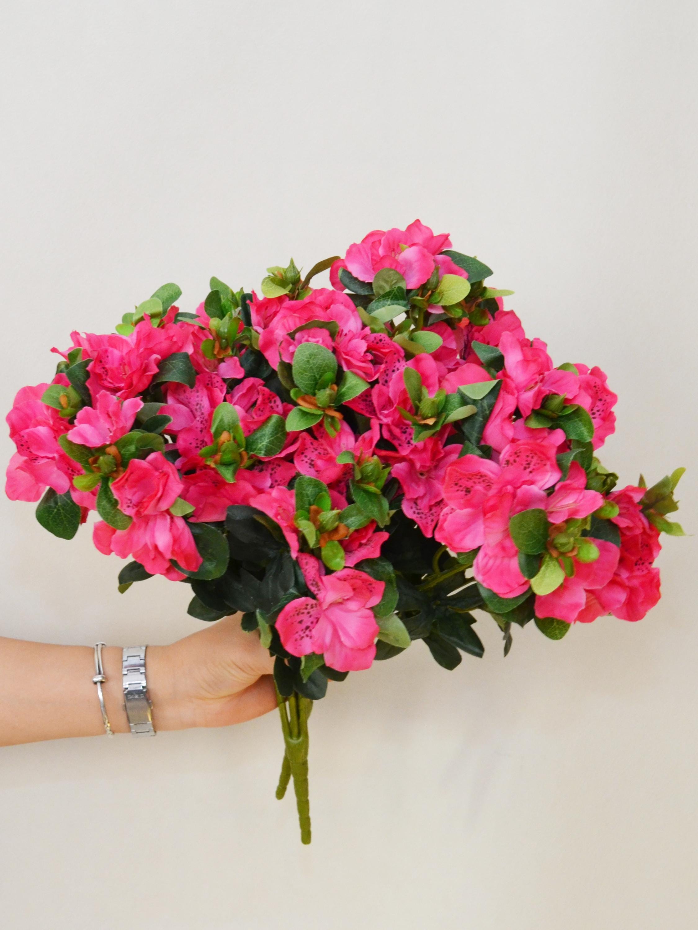 Artificial Rhododendron Flower Crafts, Fake Azalea Branchwith Foliage ...