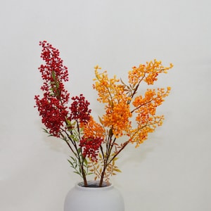 Hemelse bamboetak met bladeren, herfstrustiek bloemen, kunstmatige Nandina Domestica, nepbessenambachten, venstervaasvuller, voor cadeau