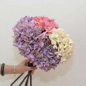 Artificial Dried Hydrangea Stems, Wedding Bridal Bouquets, Dining Table Vase Fillers, for Indoor Decor, Living Room Fake Flower Arrangement