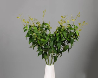 Steli di foglie di clematide, fogliame verde finto, erba selvatica rustica, artigianato di piante artificiali, decorazioni floreali per la casa, riempitivi per ghirlande di bouquet da sposa