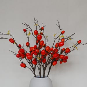 Fake Small Persimmon, Quality Tomato Branch, Artificial Fall Berry Crafts, Home Decor, Wedding Arrangement, Floor Vase Filler, Zen Flower