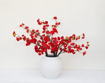Artificial Plum Blossom Spray, Realistic Flower Branch Craft, Rustic Peach Bloom Stem, Chinese Home Floral Decor, Wedding Arrangement Gift