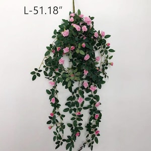 Trailing Rose Vine with Rich Leaves, Artificial Climbing Rosa, Hanging Wall Flower Stem, Home Floral Decor, Wedding Arrangement, for Outdoor