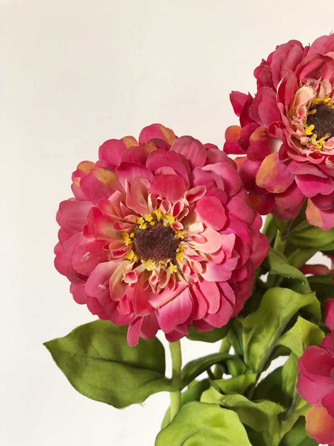 Artificial Zinnia Flower Stem With Leaf Realistic Dahlia Etsy