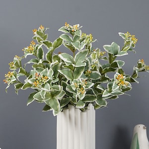 Fake Euphorbia Marginata with Buds, Snow On The Mountain, Artificial Flower, Faux Leaves Plants, Home Greenery Decor, Floral Arrangement